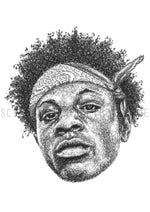 Load image into Gallery viewer, Joey Badass Portrait der Künstlerin Marilena Hamm alias Scribblezone, im unversechselbaren Scribble-Stil gezeichnet, mit Wasserzeichen.