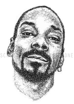 Load image into Gallery viewer, Snoop Dogg Portait der Künstlerin Marilena Hamm alias Scribblezone, im unversechselbaren Scribble-Stil gezeichnet.