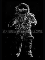Lade das Bild in den Galerie-Viewer, Astronaut Zeichnung der Künstlerin Marilena Hamm alias Scribblezone