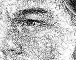 Lade das Bild in den Galerie-Viewer, Detail aus dem Leonardo Dicaprio Portrait der Künstlerin Marilena Hamm alias Scribblezone, im unversechselbaren Scribble-Stil gezeichnet.