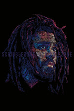Load image into Gallery viewer, J. Cole Porträt von der Künstlerin Marilena Hamm alias Scribblezone