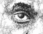 Load image into Gallery viewer, Detail des Jay-Z Portaits der Künstlerin Marilena Hamm alias Scribblezone, im unversechselbaren Scribble-Stil gezeichnet.