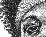 Load image into Gallery viewer, Detail aus dem Joey Badass Portrait der Künstlerin Marilena Hamm alias Scribblezone, im unversechselbaren Scribble-Stil gezeichnet.