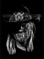 Load image into Gallery viewer, Johnny Winter Porträt von der Künstlerin Marilena Hamm alias Scribblezone