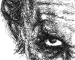 Load image into Gallery viewer, Detail aus dem Joker Portrait der Künstlerin Marilena Hamm alias Scribblezone, im unversechselbaren Scribble-Stil gezeichnet.