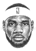 Lade das Bild in den Galerie-Viewer, LeBron James Portrait der Künstlerin Marilena Hamm alias Scribblezone, im unversechselbaren Scribble-Stil gezeichnet, mit Wasserzeichen.