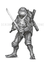 Load image into Gallery viewer, Leonardo von den TMNT Porträt von der Künstlerin Marilena Hamm alias Scribblezone