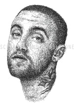 Load image into Gallery viewer, Mac Miller Portait der Künstlerin Marilena Hamm alias Scribblezone, im unversechselbaren Scribble-Stil gezeichnet.
