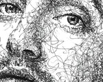 Load image into Gallery viewer, Detail eines Mac Miller Portaits der Künstlerin Marilena Hamm alias Scribblezone, im unversechselbaren Scribble-Stil gezeichnet.