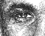 Lade das Bild in den Galerie-Viewer, Detail aus dem Michael Jordan Portrait der Künstlerin Marilena Hamm alias Scribblezone, im unversechselbaren Scribble-Stil gezeichnet.