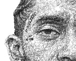 Lade das Bild in den Galerie-Viewer, Detail aus dem Nipsey Hussle Portrait der Künstlerin Marilena Hamm alias Scribblezone, im unversechselbaren Scribble-Stil gezeichnet.