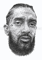 Lade das Bild in den Galerie-Viewer, Nipsey Hussle Portrait der Künstlerin Marilena Hamm alias Scribblezone, im unversechselbaren Scribble-Stil gezeichnet, mit Wasserzeichen.