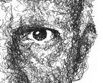 Lade das Bild in den Galerie-Viewer, Detail aus dem Pablo Picasso Portrait der Künstlerin Marilena Hamm alias Scribblezone, im unversechselbaren Scribble-Stil gezeichnet.