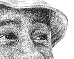 Load image into Gallery viewer, Detail aus dem Tyler The Creator Portrait der Künstlerin Marilena Hamm alias Scribblezone, im unversechselbaren Scribble-Stil gezeichnet.