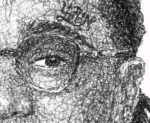 Detail aus dem Quavo Portrait der Künstlerin Marilena Hamm alias Scribblezone, im unversechselbaren Scribble-Stil gezeichnet.