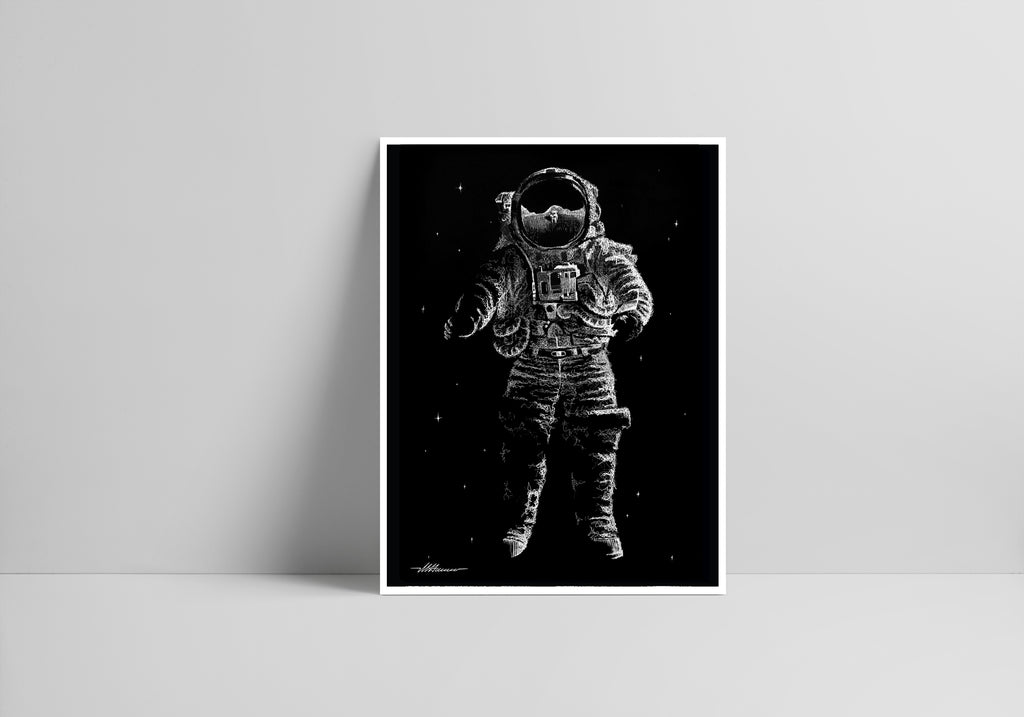 Astronaut Zeichnung der Künstlerin Marilena Hamm alias Scribblezone