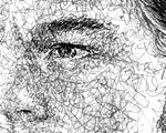 Load image into Gallery viewer, Detail aus dem Leonardo Dicaprio Portrait der Künstlerin Marilena Hamm alias Scribblezone, im unversechselbaren Scribble-Stil gezeichnet.

