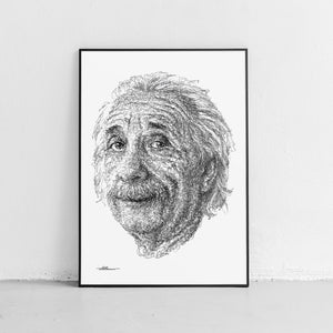 Schwarz-weiß-Porträt des genialen Wissenschaftlers Albert Einstein.