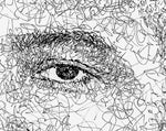 Lade das Bild in den Galerie-Viewer, Detail eines Frank Ocean Portrait von der Künstlerin Marilena Hamm alias Scribblezone, gezeichnet in ihrem unverwechselbaren Scribble-Stil.
