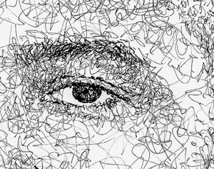 Detail eines Frank Ocean Portrait von der Künstlerin Marilena Hamm alias Scribblezone, gezeichnet in ihrem unverwechselbaren Scribble-Stil.