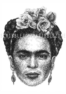 Einzigartiges Porträt der ikonischen mexikanischen Künstlerin Frida Kahlo.