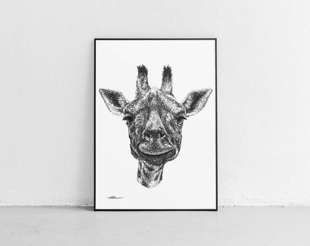 Giraffen Zeichnung von der Künstlerin Marilena Hamm alias Scribblezone