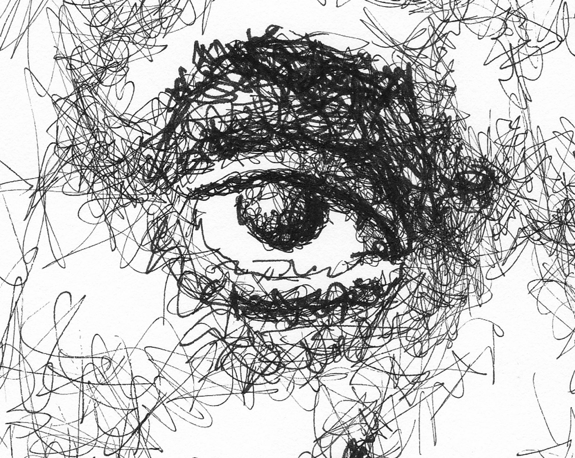 Detail des Jay-Z Portaits der Künstlerin Marilena Hamm alias Scribblezone, im unversechselbaren Scribble-Stil gezeichnet.