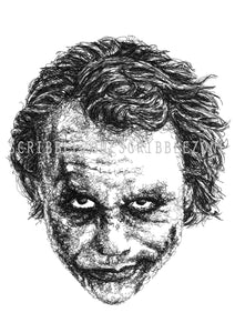 Joker Portrait der Künstlerin Marilena Hamm alias Scribblezone, im unversechselbaren Scribble-Stil gezeichnet, mit Wasserzeichen.