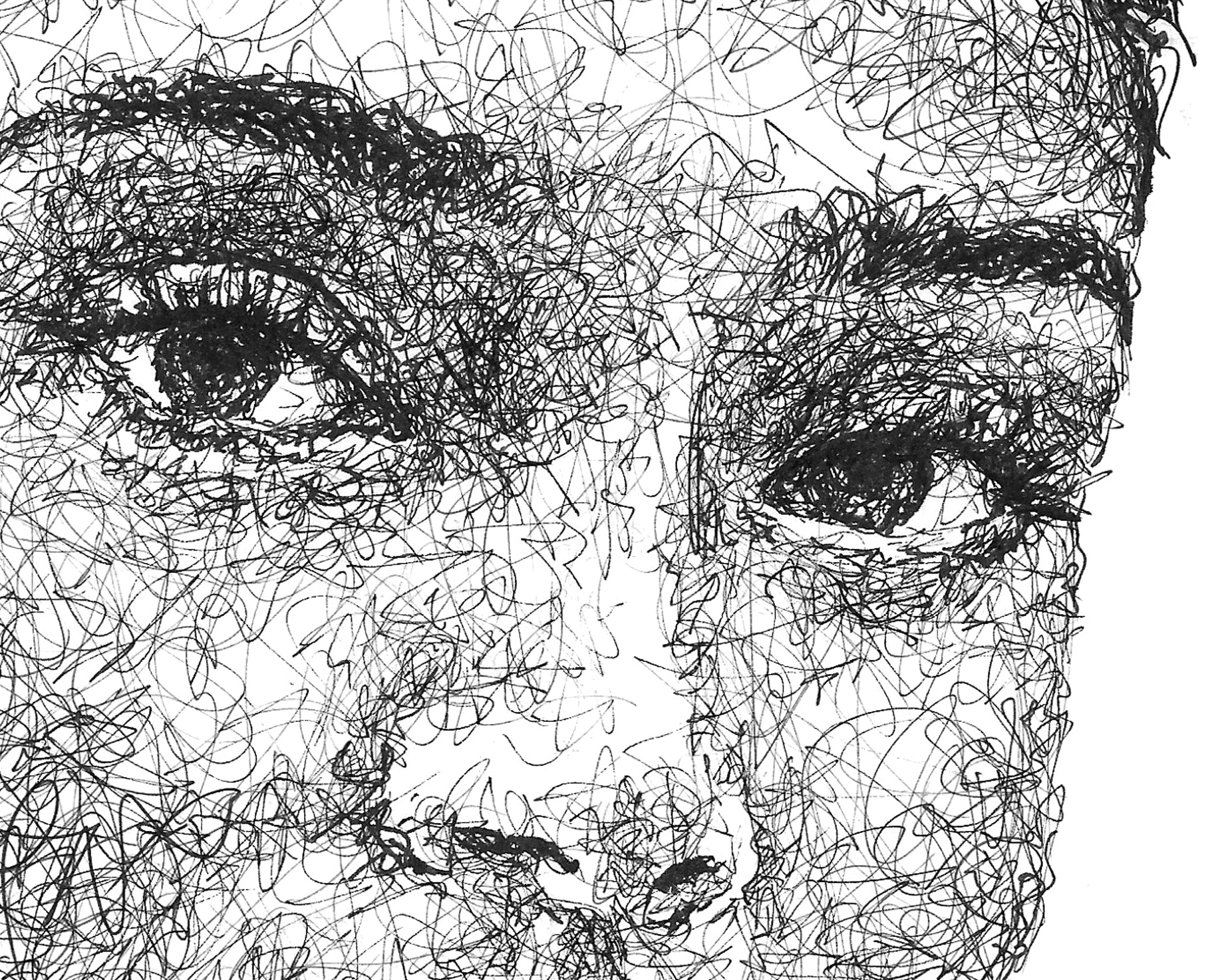 Detail aus dem Joy Crookes Portrait der Künstlerin Marilena Hamm alias Scribblezone, im unversechselbaren Scribble-Stil gezeichnet.