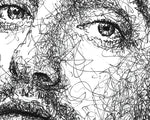 Lade das Bild in den Galerie-Viewer, Detail eines Mac Miller Portaits der Künstlerin Marilena Hamm alias Scribblezone, im unversechselbaren Scribble-Stil gezeichnet.
