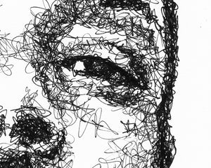 Detai von einem Snoop Dogg Portait der Künstlerin Marilena Hamm alias Scribblezone, im unversechselbaren Scribble-Stil gezeichnet.