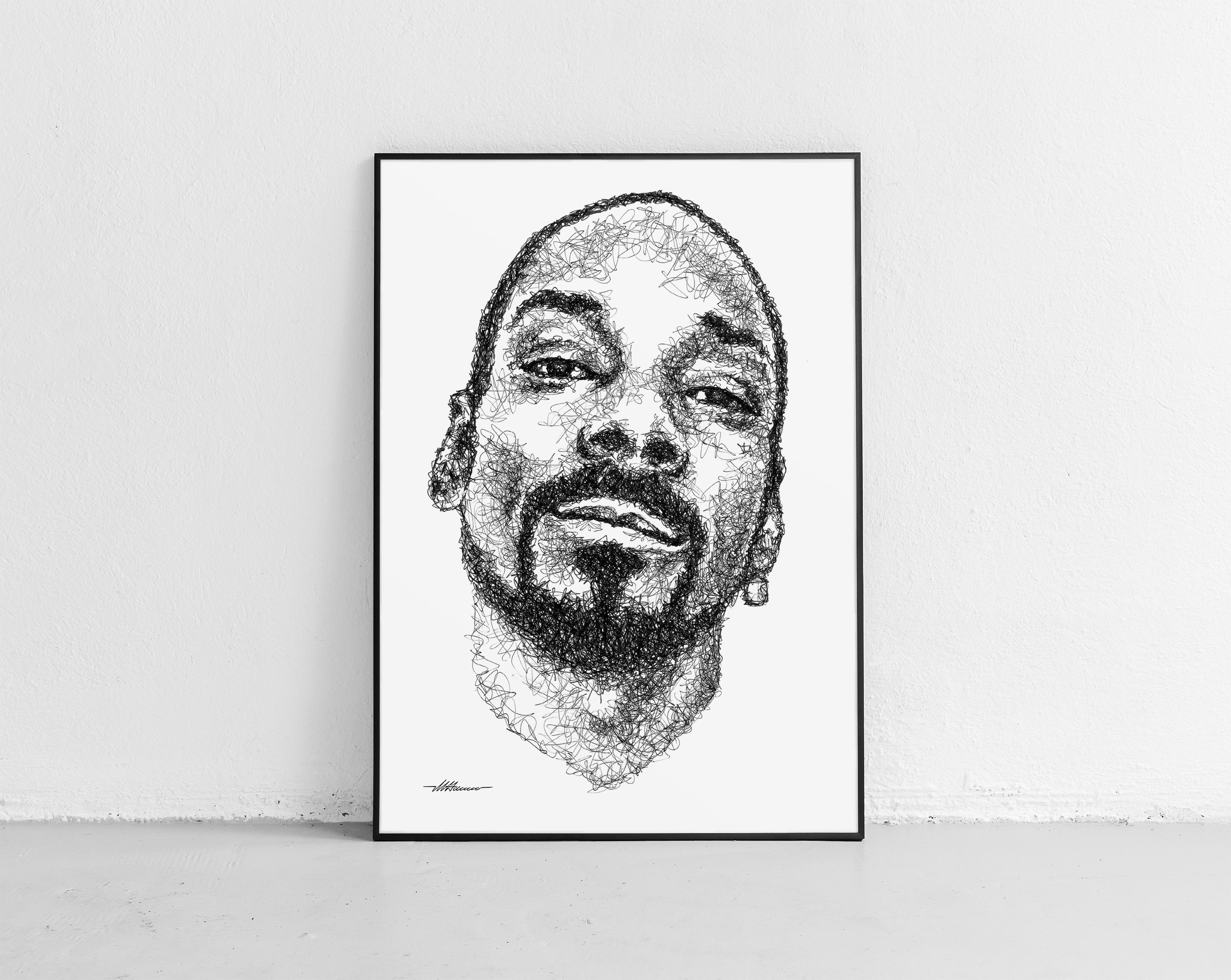 Snoop Dogg Portait der Künstlerin Marilena Hamm alias Scribblezone, im unversechselbaren Scribble-Stil gezeichnet.