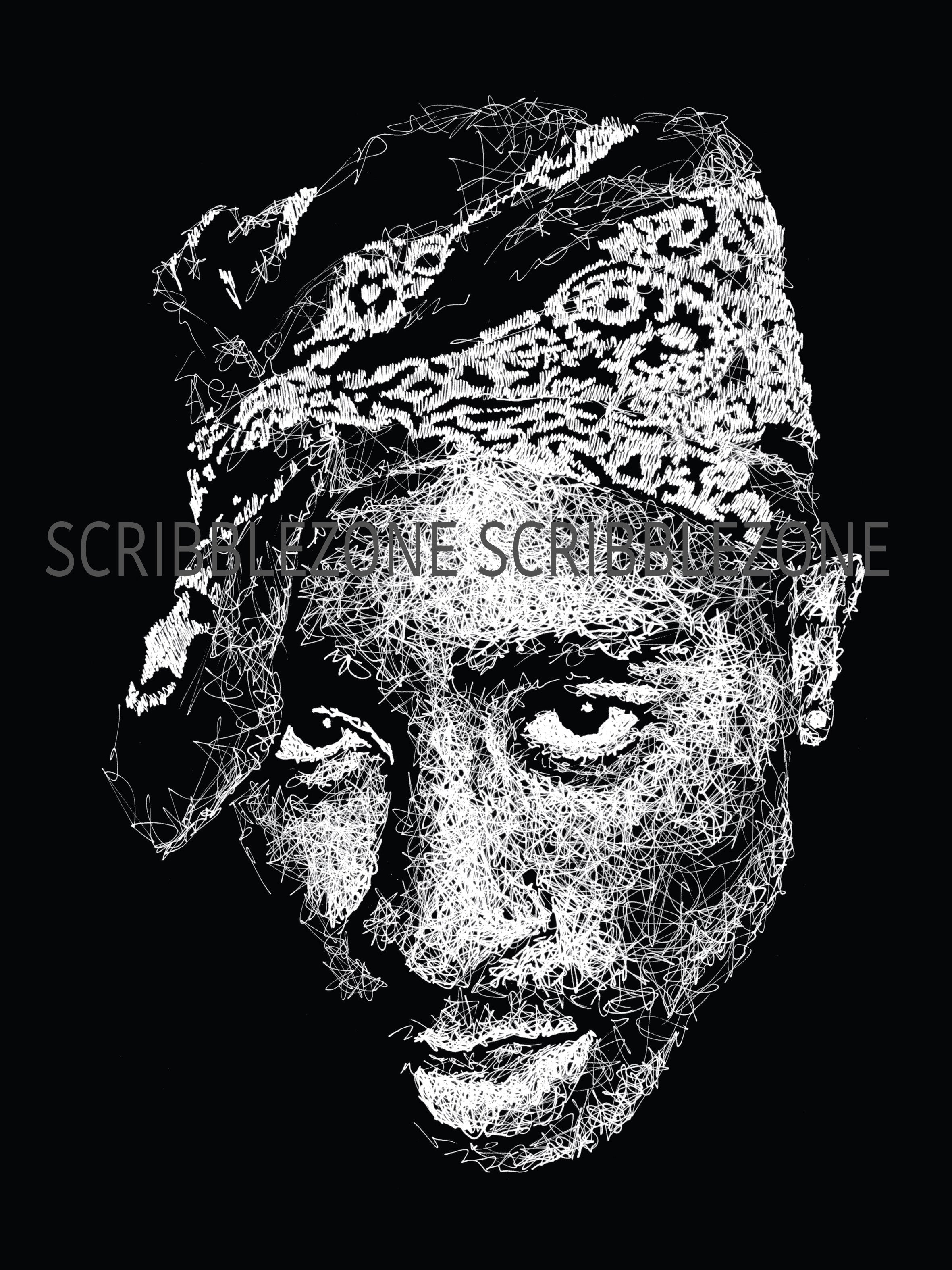 Reverse Scribble of Tupac Shakur