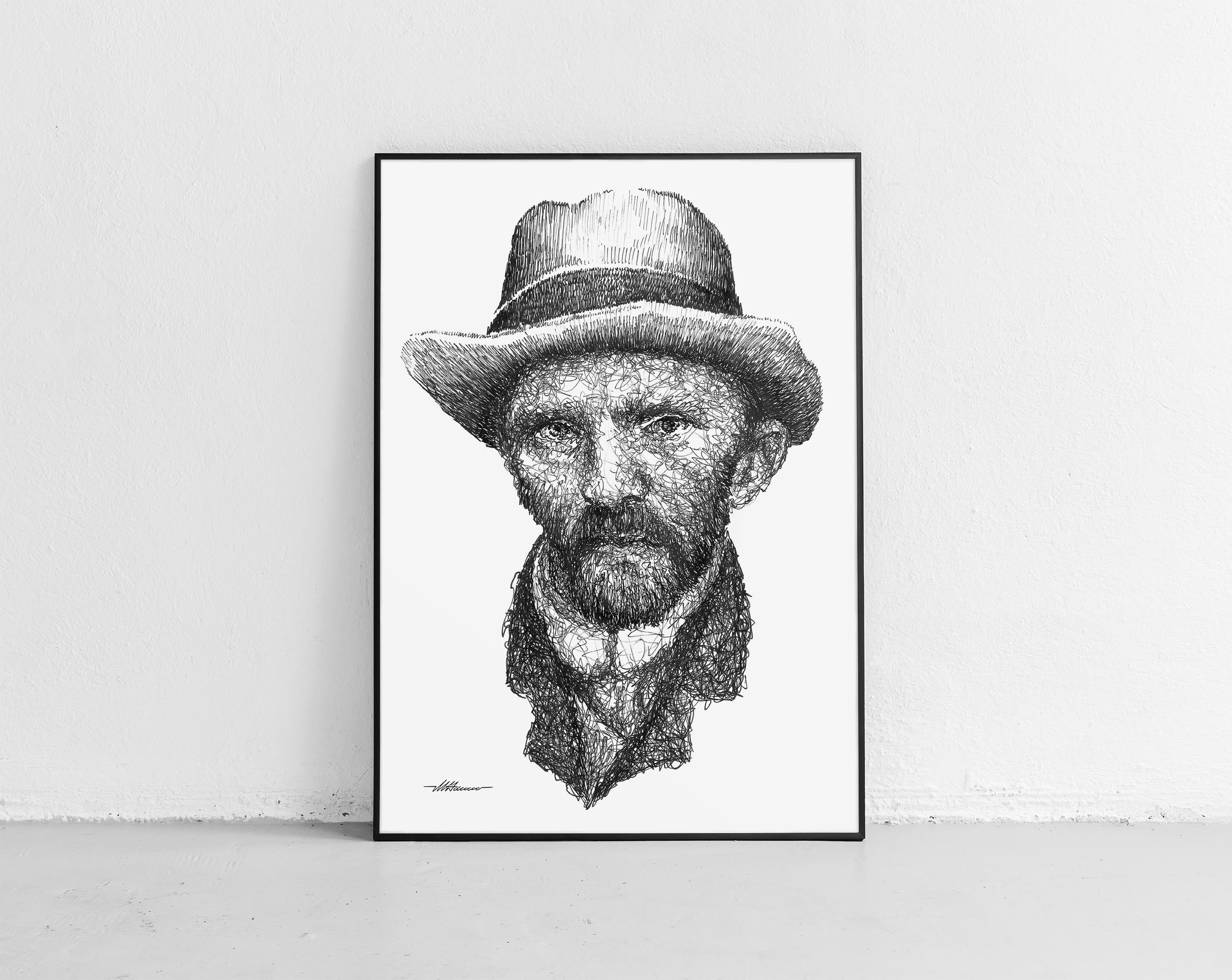 Scribbled Vincent Van Gogh with hat