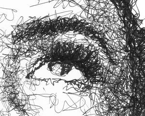 Detail aus dem Lauryn Hill Portrait der Künstlerin Marilena Hamm alias Scribblezone, im unversechselbaren Scribble-Stil gezeichnet.