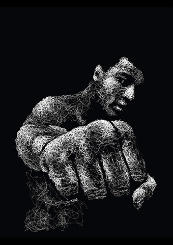  Muhammad Ali Portrait im Scribble-Stil der Künstlerin Marilena Hamm alias Scribblezone