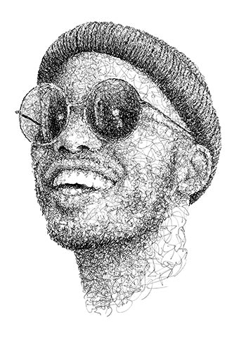 Anderson Paak Portrait der Künstlerin Marilena Hamm alias Scribblezone im Scribble-Stil gezeichnet.