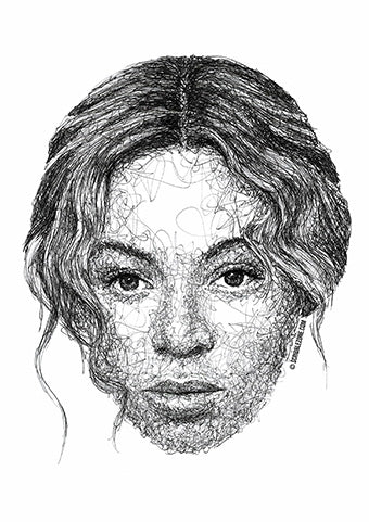Beyocé Portrait der Künstlerin Marilena Hamm alias Scribblezone im Scribble-Stil gezeichnet.