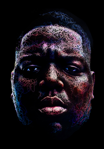 Scribble Portrait von The Notorious BIG der Künstlerin Marilena Hamm alias Scribblezone.