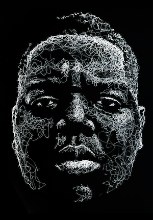 Scribble Portrait von The Notorious BIG der Künstlerin Marilena Hamm alias Scribblezone.
