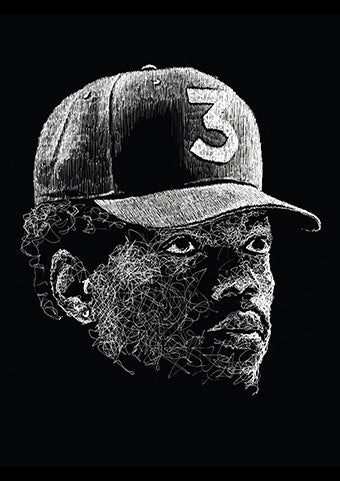 Portrait von Chance The Rapper im Scribble-Stil der Künstlerin Marilena Hamm alias Scribblezone
