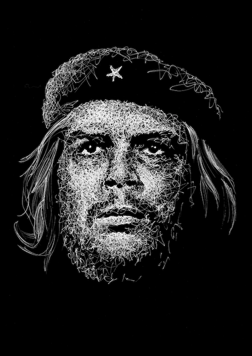 Ché Guevara Portrait im Scribble-Stil der Künstlerin Marilena Hamm alias Scribblezone