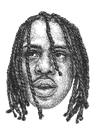 Portrait der Künstlerin Marilena Hamm alias Scribblezone im Scribble-Stil gezeichnet.