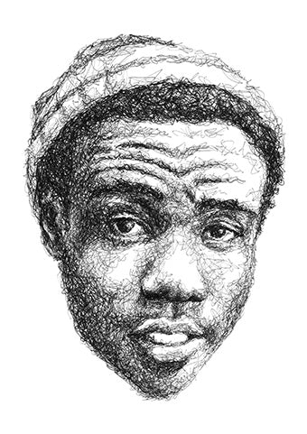 Childish Gambino Portrait im Scribble-Stil der Künstlerin Marilena Hamm alias Scribblezone