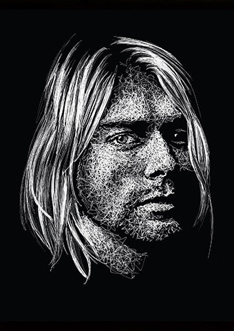 Portrait von Kurt Cobain im Scribble-Stil der Künstlerin Marilena Hamm alias Scribblezone