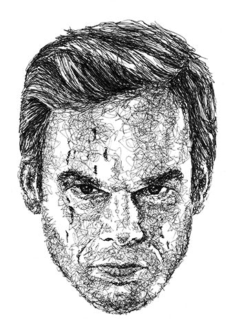 Dexter Morgan Portrait der Künstlerin Marilena Hamm alias Scribblezone im Scribble-Stil gezeichnet.
