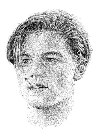 Leonardo DiCaprio Portrait der Künstlerin Marilena Hamm alias Scribblezone im Scribble-Stil gezeichnet.