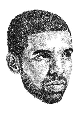 Drake Portrait im Scribble-Stil der Künstlerin Marilena Hamm alias Scribblezone