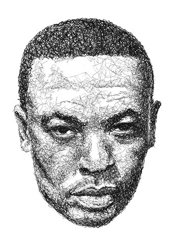 Dr. Dre Portrait im Scribble-Stil der Künstlerin Marilena Hamm alias Scribblezone