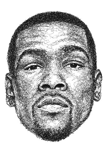 Kevin Durant Portrait der Künstlerin Marilena Hamm alias Scribblezone im Scribble-Stil gezeichnet.